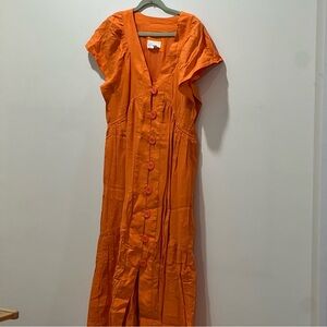 Anthropologie Vibrant Orange Maxi Dress